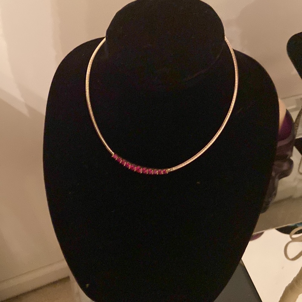 Silver & Ruby Choker Necklace - image 1